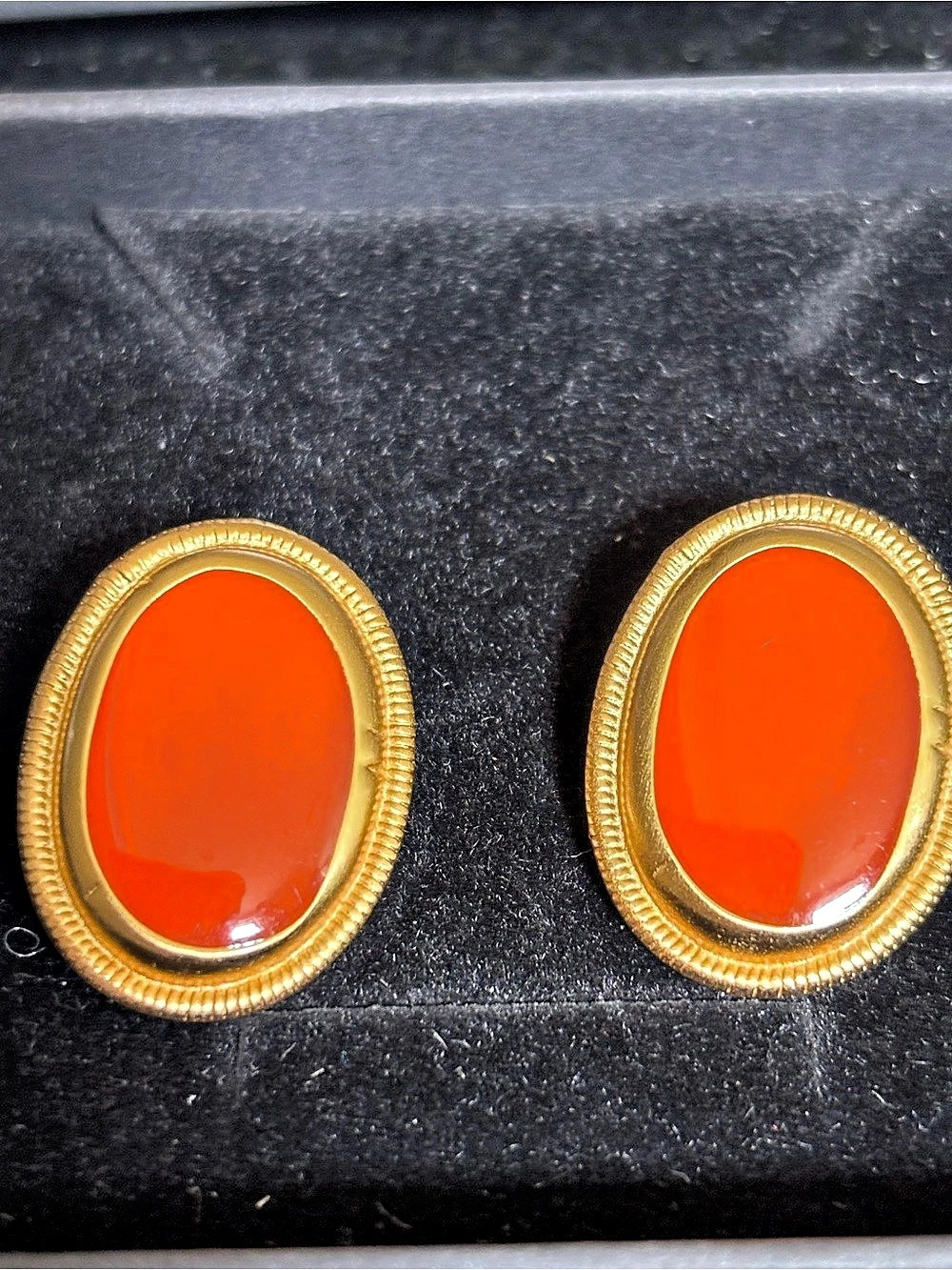 Oval Orange Stone Earrings Like New